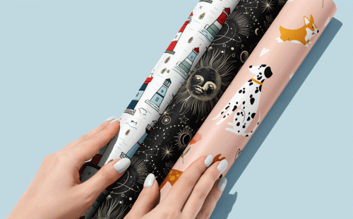 Animated image of Rolls of wrapping paper changing