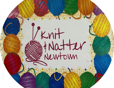 Knit and Natter Newtown community social group logo and information.
