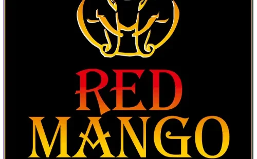 Red Mango Indian Restaurant logo and signage in Newtown, Powys.