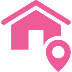 An icon image of a house with a location marker representing Address.