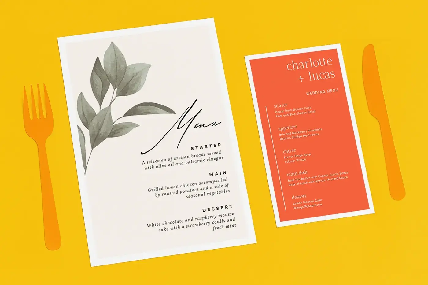 Image of custom printed wedding menu cards - Bluesdigital, Newtown, Powys