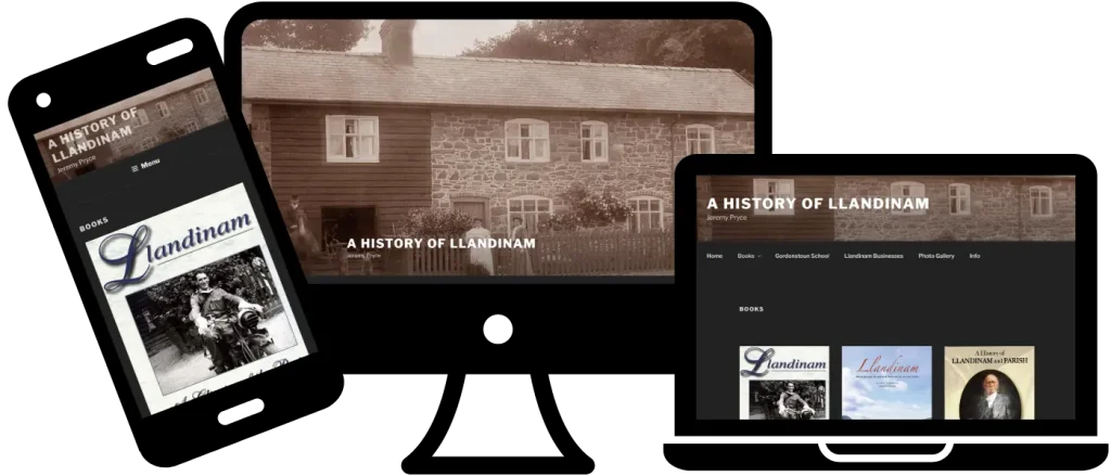 History archive website design shown on desktop and mobile browsers.