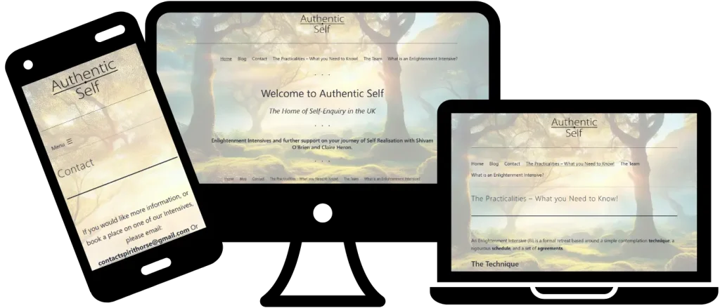 Websites Newtown: Authentic Self personal branding and coaching website, displayed on a professional multi-device mockup.