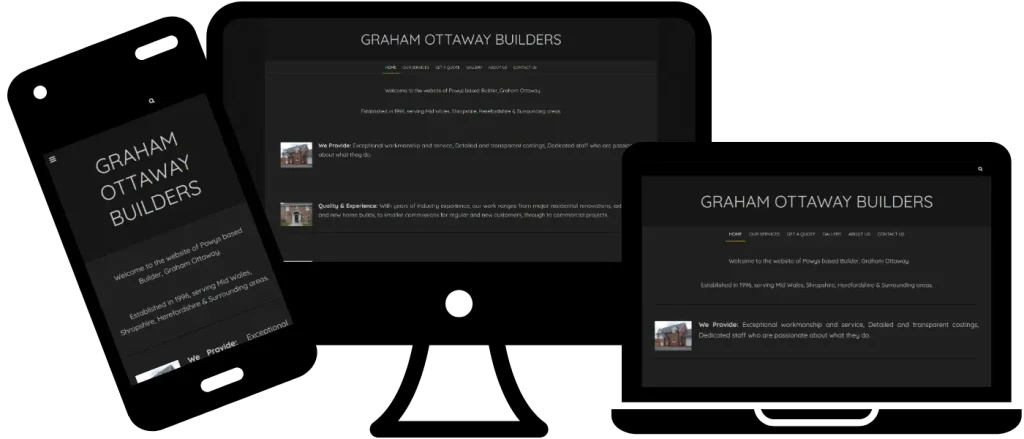 Responsive builder’s website design for Graham Ottaway, optimised for mobile and desktop.