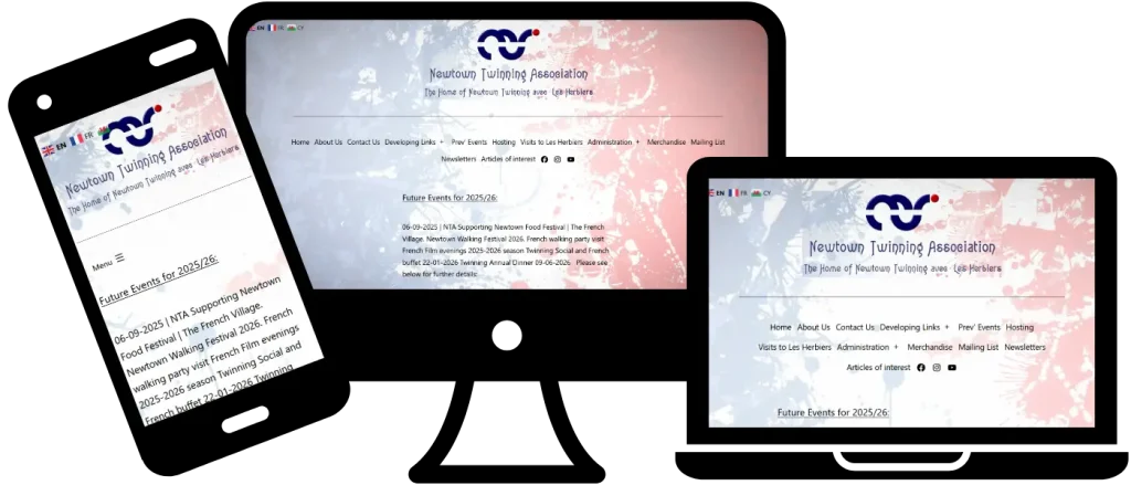 Local organisation website displayed on a professional multi-screen mockup.