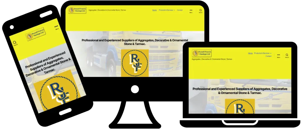 Haulage company website design showing seamless transition between desktop and mobile views.