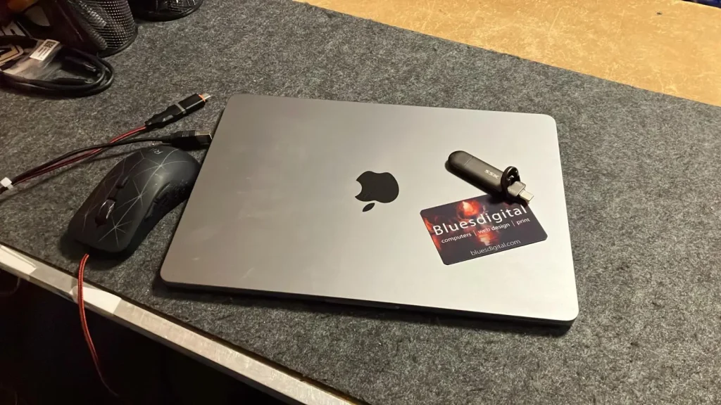 Cleaned and updated MacBook Air M2 after malware removal at Bluesdigital, Newtown.