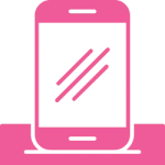 A pink icon image of a mobile phone representing mobile contact number.