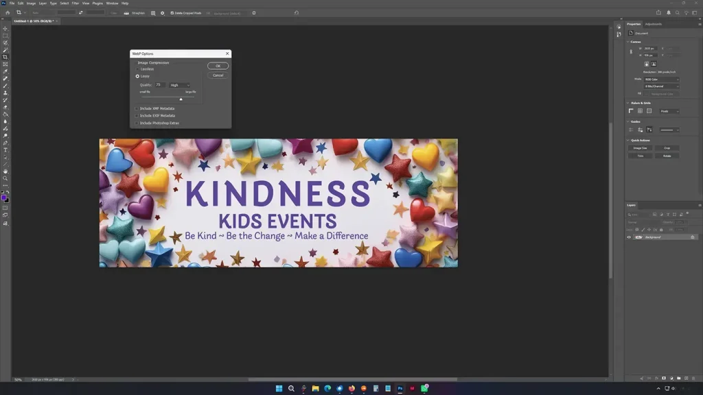 an image depicting a PVC Banner sample being prepared in Adobe Photoshop for a client