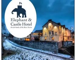 01686 626 271 Historic Elephant and Castle Hotel and restaurant on Broad St, Newtown.