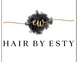 01686 639559 Hair By Esty salon logo for Park Street, Newtown.